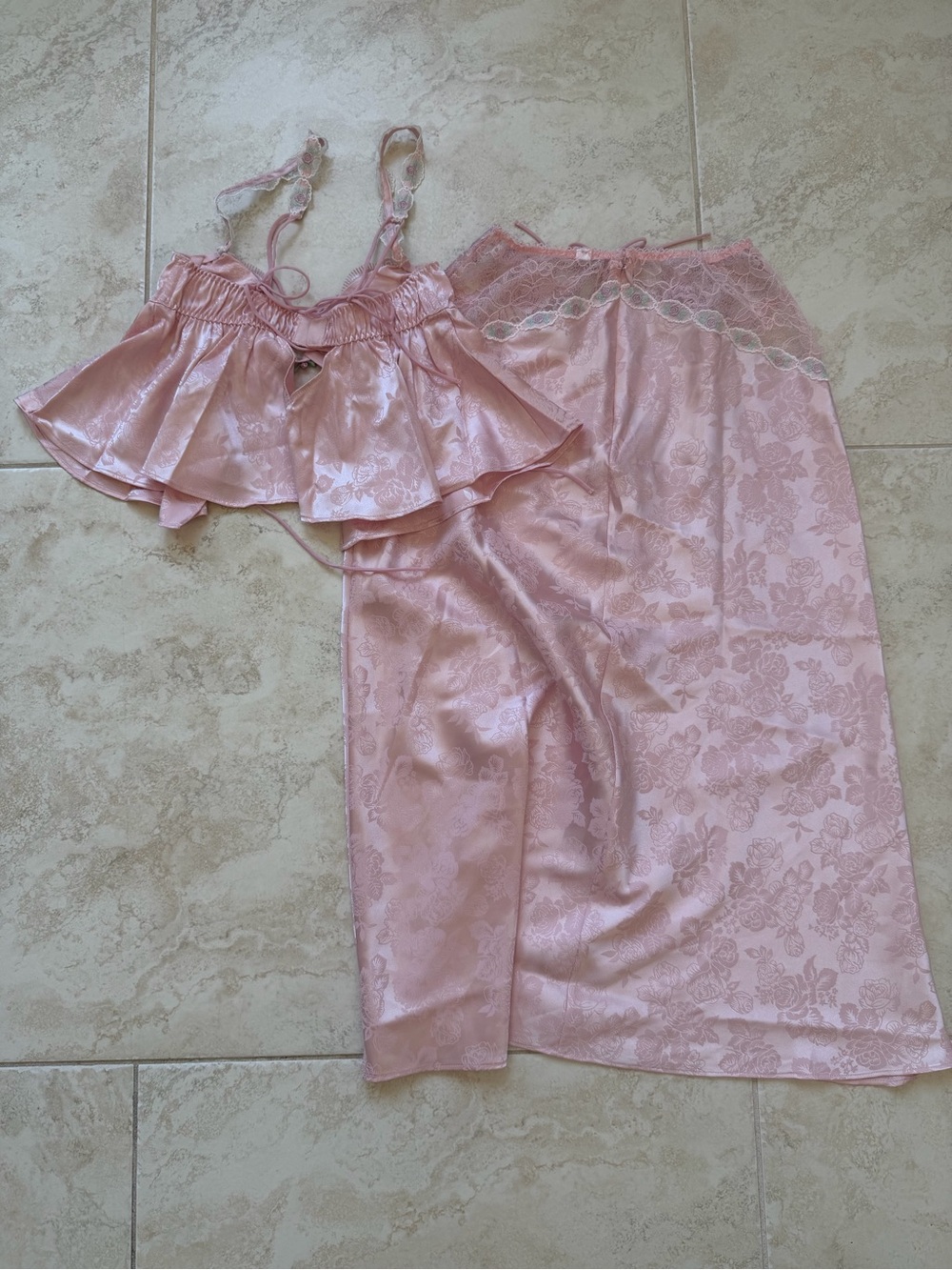 FOR LOVE & LEMONS Camilla MIDI Skirt and Bra Sleep Top Lingerie Set - Picture 6 of 6